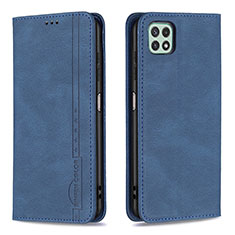 Leather Case Stands Flip Cover Holder B15F for Samsung Galaxy A22 5G Blue