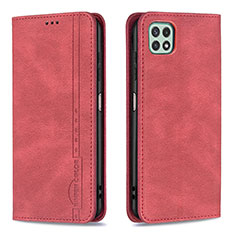 Leather Case Stands Flip Cover Holder B15F for Samsung Galaxy A22 5G Red