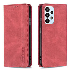 Leather Case Stands Flip Cover Holder B15F for Samsung Galaxy A23 4G Red