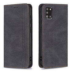 Leather Case Stands Flip Cover Holder B15F for Samsung Galaxy A31 Black