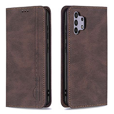 Leather Case Stands Flip Cover Holder B15F for Samsung Galaxy A32 4G Brown