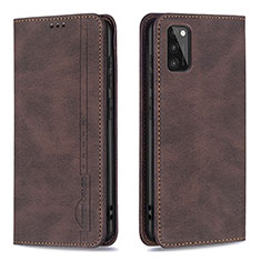 Leather Case Stands Flip Cover Holder B15F for Samsung Galaxy A41 Brown