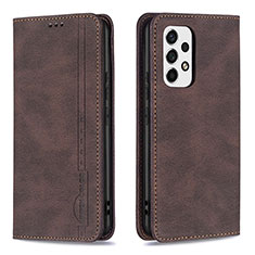 Leather Case Stands Flip Cover Holder B15F for Samsung Galaxy A53 5G Brown