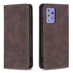 Leather Case Stands Flip Cover Holder B15F for Samsung Galaxy A72 4G Brown