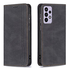 Leather Case Stands Flip Cover Holder B15F for Samsung Galaxy A73 5G Black