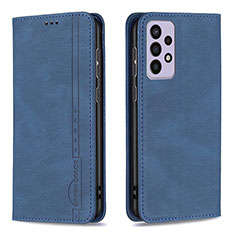 Leather Case Stands Flip Cover Holder B15F for Samsung Galaxy A73 5G Blue