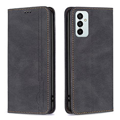 Leather Case Stands Flip Cover Holder B15F for Samsung Galaxy F23 5G Black