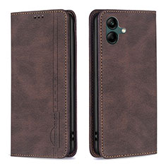 Leather Case Stands Flip Cover Holder B15F for Samsung Galaxy M04 Brown