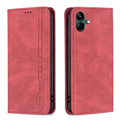 Leather Case Stands Flip Cover Holder B15F for Samsung Galaxy M04 Red