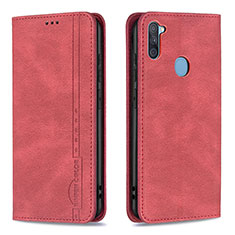 Leather Case Stands Flip Cover Holder B15F for Samsung Galaxy M11 Red