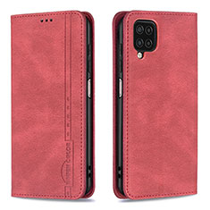 Leather Case Stands Flip Cover Holder B15F for Samsung Galaxy M12 Red