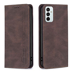 Leather Case Stands Flip Cover Holder B15F for Samsung Galaxy M23 5G Brown