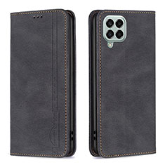 Leather Case Stands Flip Cover Holder B15F for Samsung Galaxy M33 5G Black