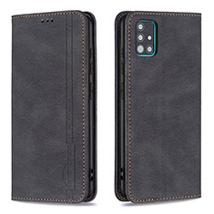 Leather Case Stands Flip Cover Holder B15F for Samsung Galaxy M40S Black