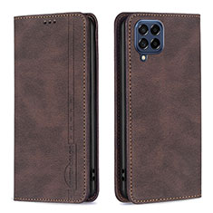 Leather Case Stands Flip Cover Holder B15F for Samsung Galaxy M53 5G Brown