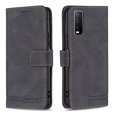 Leather Case Stands Flip Cover Holder B15F for Vivo Y12G Black