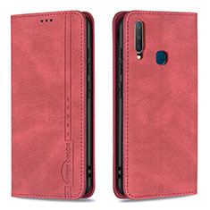 Leather Case Stands Flip Cover Holder B15F for Vivo Y15 Red