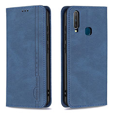 Leather Case Stands Flip Cover Holder B15F for Vivo Y17 Blue