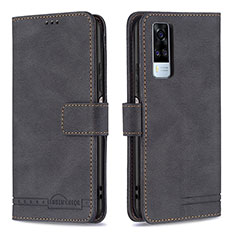 Leather Case Stands Flip Cover Holder B15F for Vivo Y31 (2021) Black