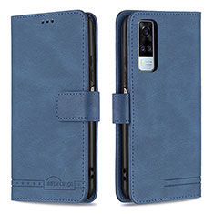 Leather Case Stands Flip Cover Holder B15F for Vivo Y31 (2021) Blue