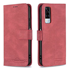 Leather Case Stands Flip Cover Holder B15F for Vivo Y53s NFC Red