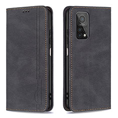 Leather Case Stands Flip Cover Holder B15F for Xiaomi Mi 10T 5G Black