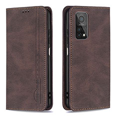 Leather Case Stands Flip Cover Holder B15F for Xiaomi Mi 10T 5G Brown