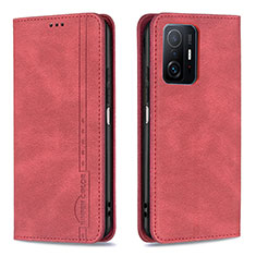 Leather Case Stands Flip Cover Holder B15F for Xiaomi Mi 11T 5G Red