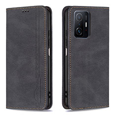 Leather Case Stands Flip Cover Holder B15F for Xiaomi Mi 11T Pro 5G Black