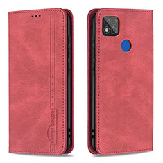 Leather Case Stands Flip Cover Holder B15F for Xiaomi POCO C3 Red