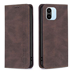 Leather Case Stands Flip Cover Holder B15F for Xiaomi Poco C51 Brown