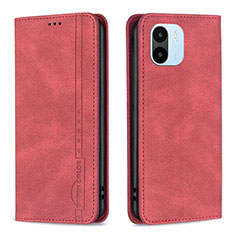 Leather Case Stands Flip Cover Holder B15F for Xiaomi Poco C51 Red