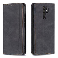 Leather Case Stands Flip Cover Holder B15F for Xiaomi Poco M2 Black