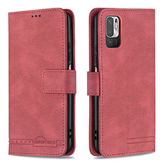 Leather Case Stands Flip Cover Holder B15F for Xiaomi POCO M3 Pro 5G Red