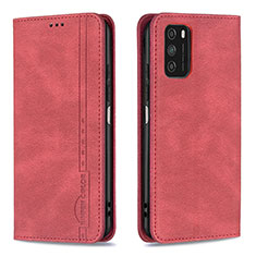 Leather Case Stands Flip Cover Holder B15F for Xiaomi Poco M3 Red