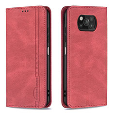 Leather Case Stands Flip Cover Holder B15F for Xiaomi Poco X3 NFC Red