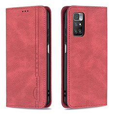 Leather Case Stands Flip Cover Holder B15F for Xiaomi Redmi 10 (2022) Red