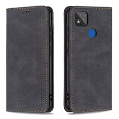 Leather Case Stands Flip Cover Holder B15F for Xiaomi Redmi 9 Activ Black