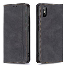 Leather Case Stands Flip Cover Holder B15F for Xiaomi Redmi 9i Black