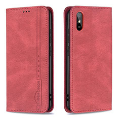 Leather Case Stands Flip Cover Holder B15F for Xiaomi Redmi 9i Red