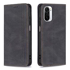 Leather Case Stands Flip Cover Holder B15F for Xiaomi Redmi K40 5G Black