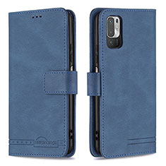 Leather Case Stands Flip Cover Holder B15F for Xiaomi Redmi Note 10 5G Blue