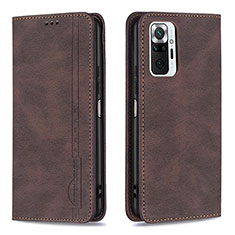 Leather Case Stands Flip Cover Holder B15F for Xiaomi Redmi Note 10 Pro Max Brown