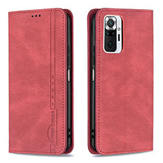 Leather Case Stands Flip Cover Holder B15F for Xiaomi Redmi Note 10 Pro Max Red