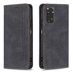 Leather Case Stands Flip Cover Holder B15F for Xiaomi Redmi Note 11 4G (2022) Black