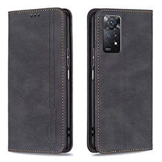 Leather Case Stands Flip Cover Holder B15F for Xiaomi Redmi Note 11 Pro 4G Black