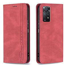 Leather Case Stands Flip Cover Holder B15F for Xiaomi Redmi Note 11 Pro 4G Red