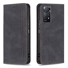 Leather Case Stands Flip Cover Holder B15F for Xiaomi Redmi Note 11 Pro 5G Black