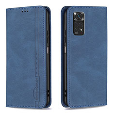 Leather Case Stands Flip Cover Holder B15F for Xiaomi Redmi Note 11S 4G Blue