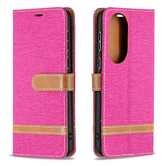 Leather Case Stands Flip Cover Holder B16F for Huawei P50 Hot Pink